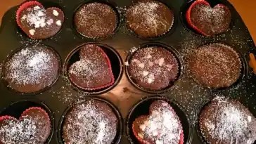 Nougat-Muffins mit flüssigem Kern