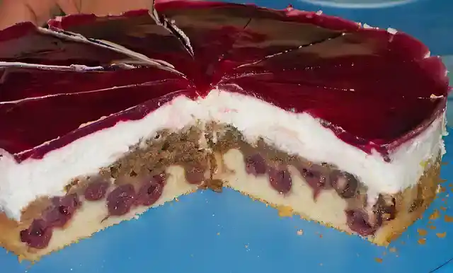 Nutellakuchen mit Quark und Kirschen