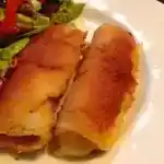 Panierte gefüllte Schinkenröllchen