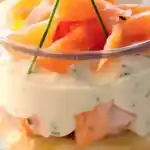 Salziges Tiramisu mit zwei Lachsen in Thermomix-Verrinen