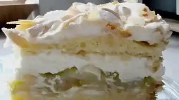 Schneemoussetorte mit Rhabarber
