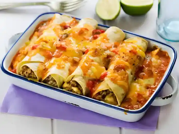 Überbackene Enchiladas mit Hackfleisch-Füllung