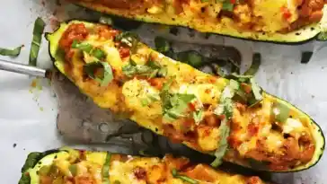 Zucchini gefüllt mit Tomaten und Thermomix-Curry