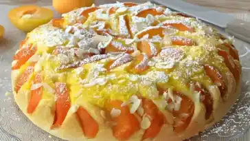 Aprikosenkuchen und Gebäckcreme