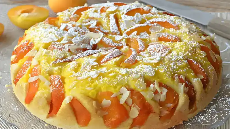 Aprikosenkuchen und Gebäckcreme