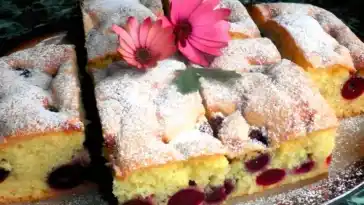 Biskuitkuchen mit Kirschen
