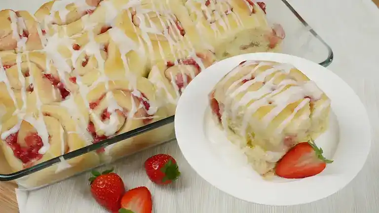 Erdbeer-Vanillepudding-Schnecken
