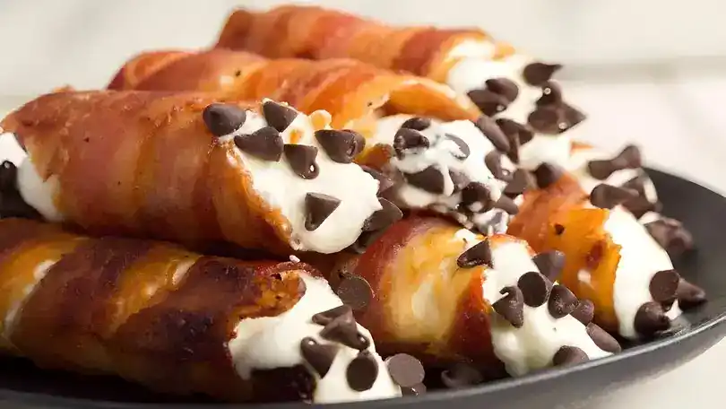 Knuspriger Speck Cannolis, italienischer Nachtisch
