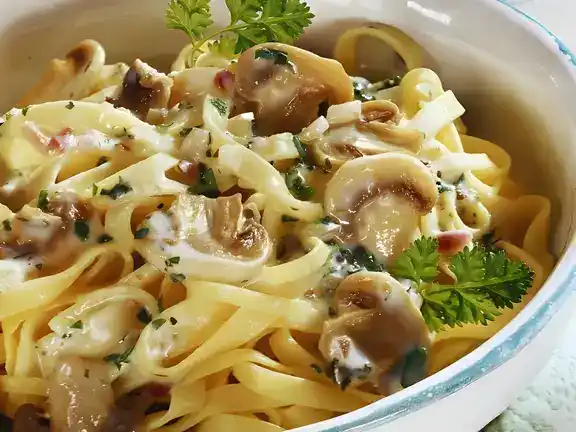 Pilzrahmsoße mit Nudeln