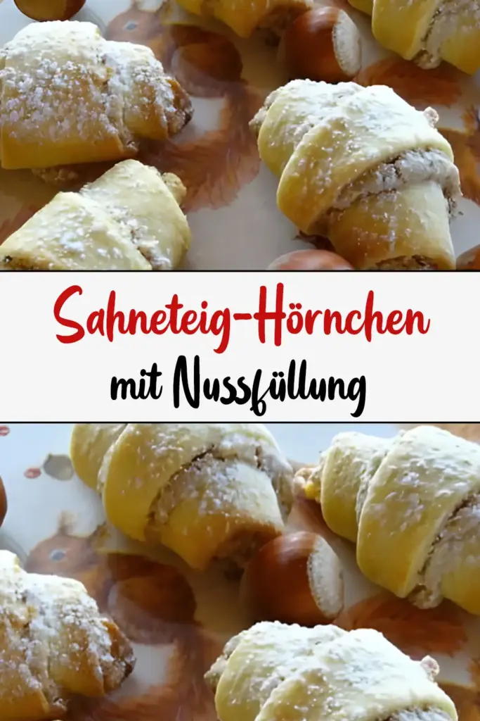 Sahneteig-Hörnchen mit Nussfüllung 1 Sahneteig Hoernchen mit Nussfuellung