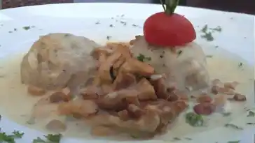 Vegane Semmelknoedel mit Pfifferling Rahm Sauce waifu2x 2x jpg