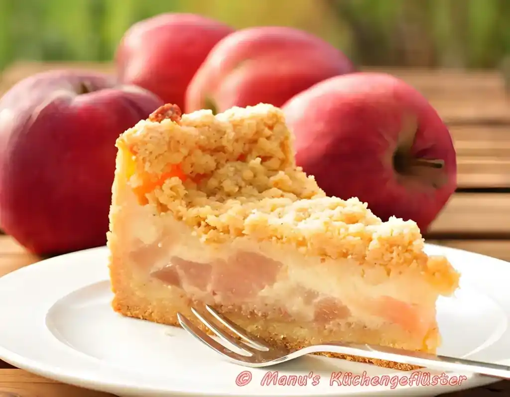 Apfelkuchen mit Puddingfüllung