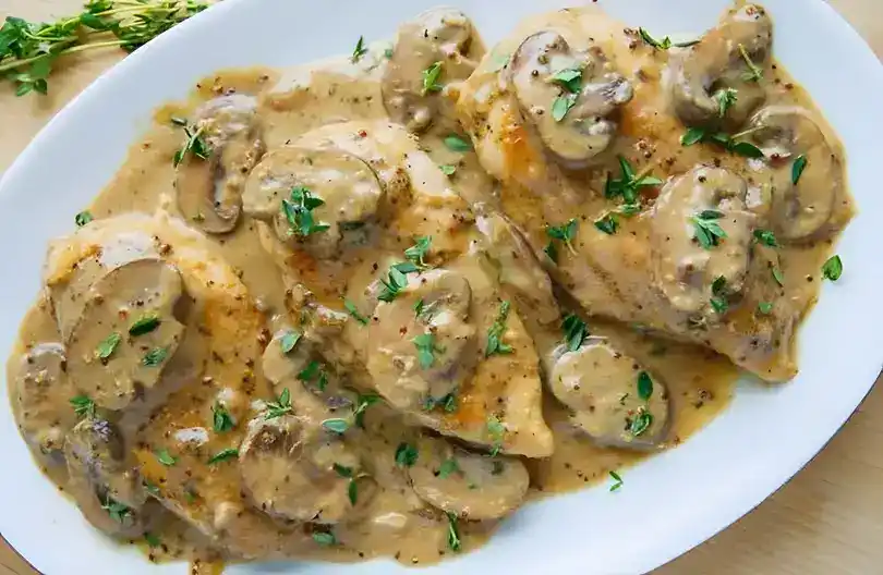 Hähnchen mit Senf und Pilzen