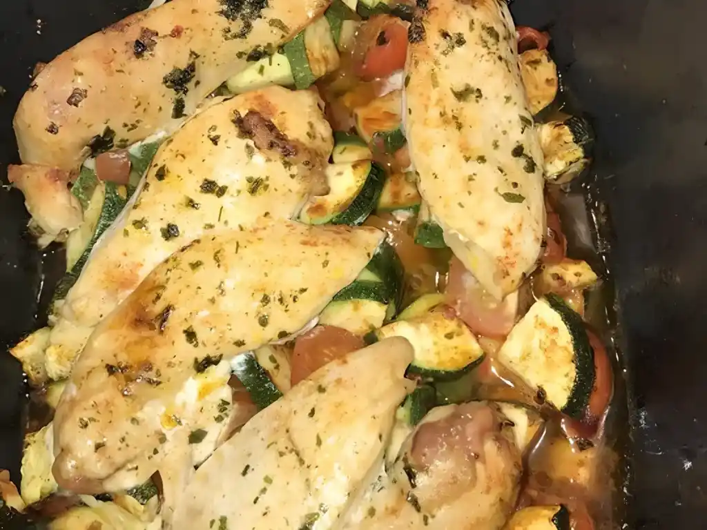 Hähnchenbrust auf Zucchini-Tomaten-Bett