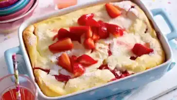 Quark Grieß Auflauf mit Erdbeeren