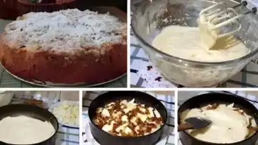 Apfelkuchen mit Schmand und Rosinen
