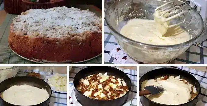 Apfelkuchen mit Schmand und Rosinen