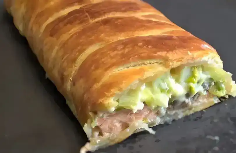 Knuspriger Blätterteig mit Lachs und Lauch
