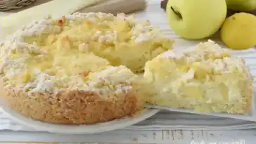 Apfel Streuselkuchen mit Pudding