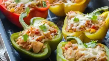 Gefüllte Paprika mit Reis und Hühnchen