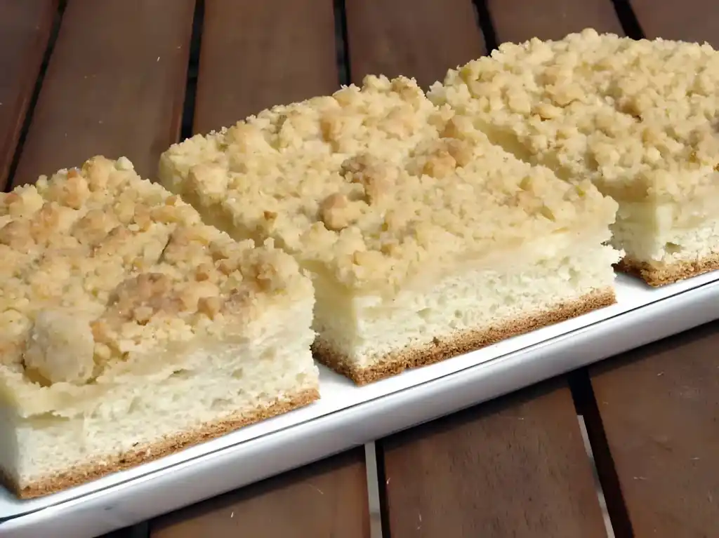 Saftiger Streuselkuchen mit Vanillepudding