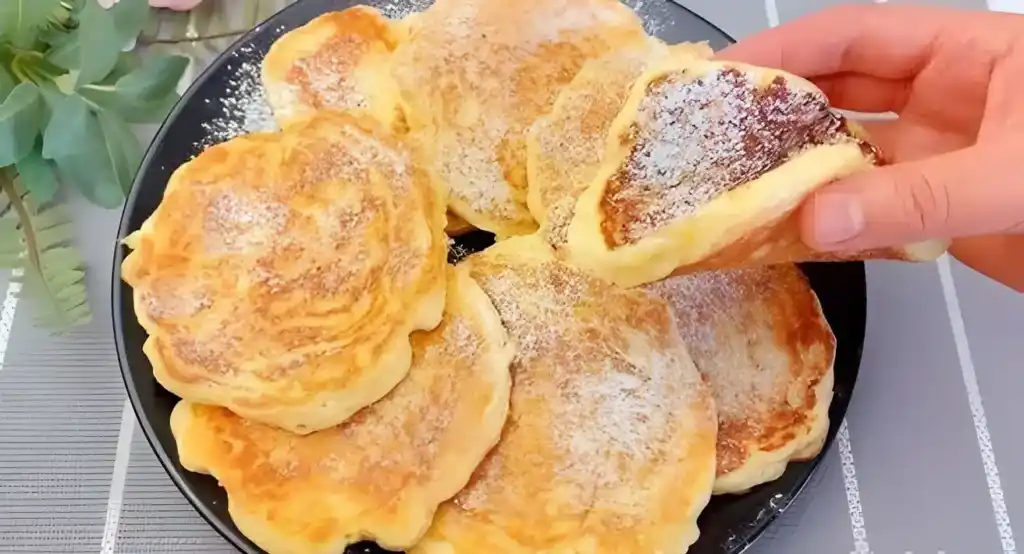 Apfel Pfannkuchen mit 150 g Joghurt in 5 Minuten auf den Tisch