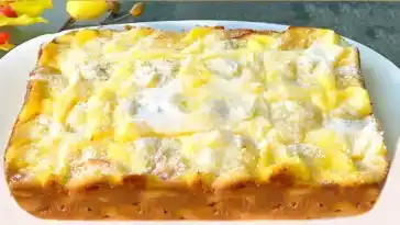 Apfelkuchen mit 2 Packung Vanillepuddingpulver und 45 Minuten Backzeit1