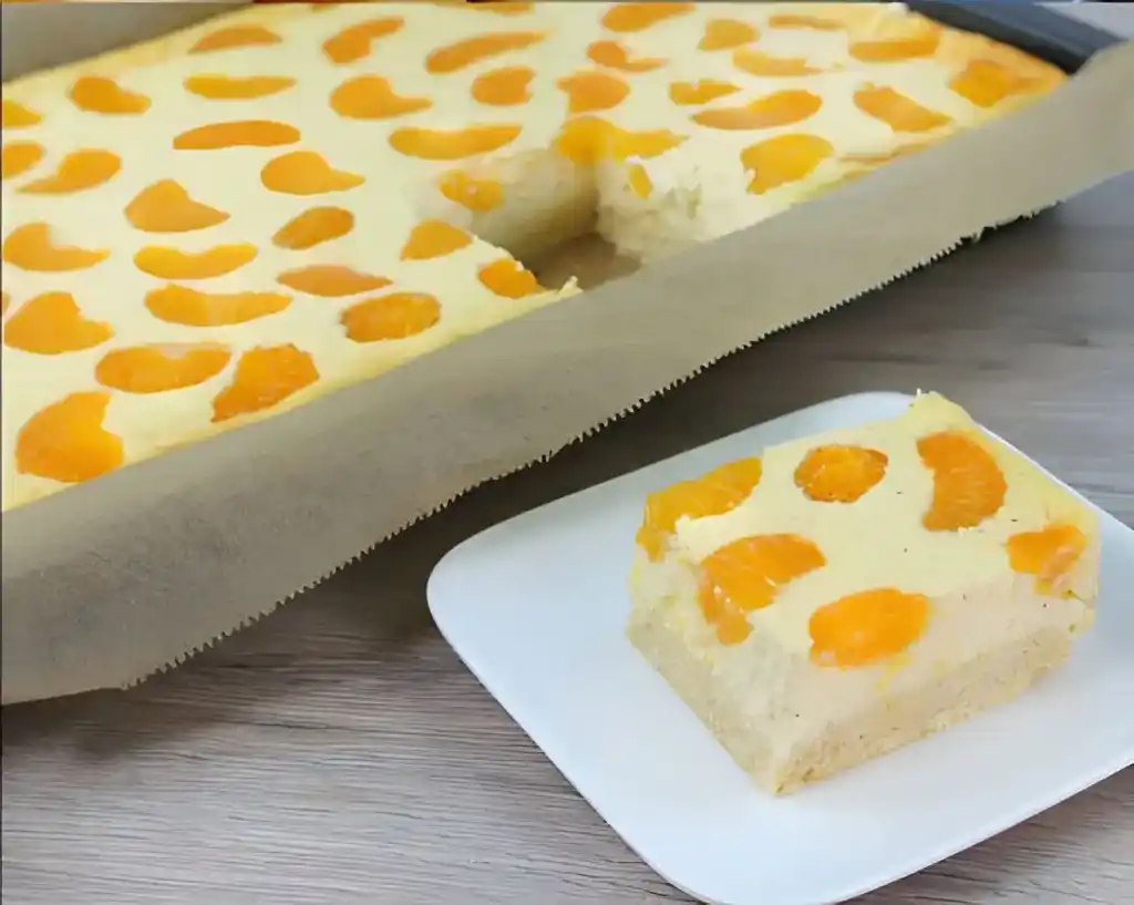 Blitz Käsekuchen mit Mandarinen nur 450 g Quark und in 5 Minuten