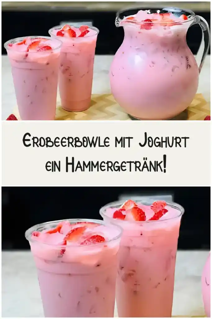 Erdbeerbowle mit Joghurt: Ein erfrischendes Sommergetränk! 1 Erdbeerbowle mit Joghurt ein Hammergetraenk