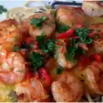 Exotisches Low Carb Gericht Mango Chili Sosse mit Garnelen und Vollkorn Spaghetti W2xEX 4x 2n
