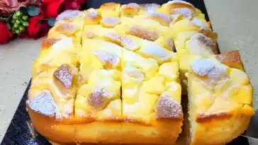 Fantastischer Apfelkuchen mit Vanillepudding in 5 Minuten im Ofen1