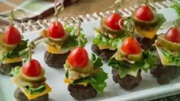 Mini Cheeseburger ohne Brot als Fingerfood W2xEX 4x 2n