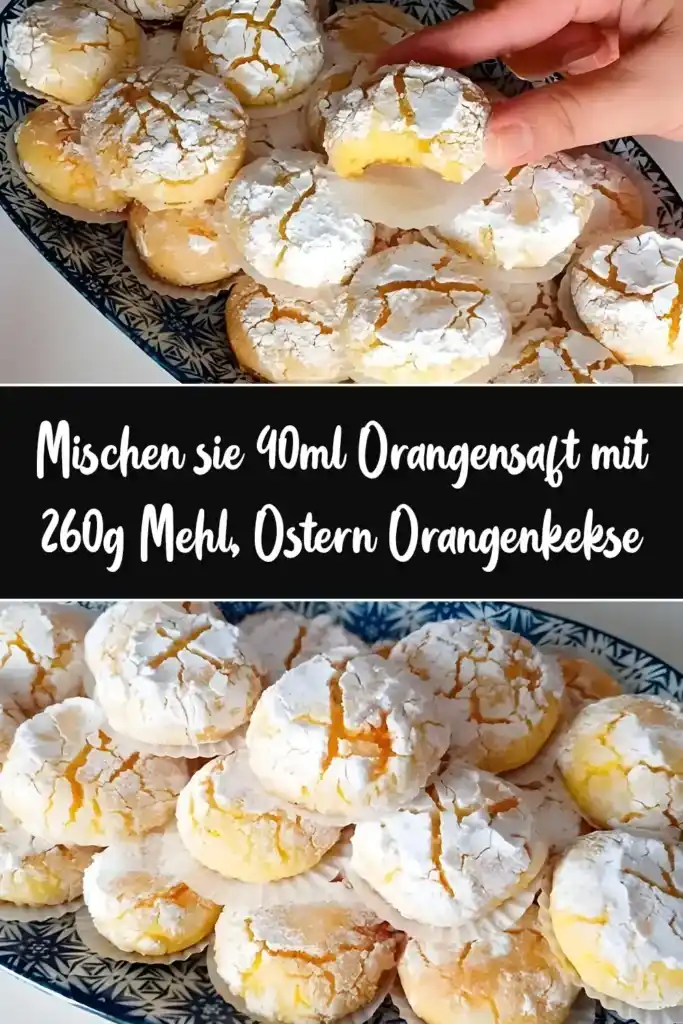 Mischen sie 40ml Orangensaft mit 260g Mehl Ostern Orangenkekse