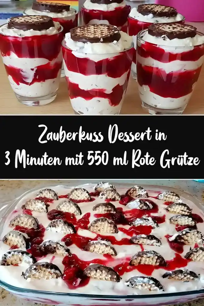Zauberkuss Dessert in 3 Minuten mit 550 ml Rote Grütze 1 Zauberkuss Dessert in 3 Minuten mit 550 ml Rote Gruetze