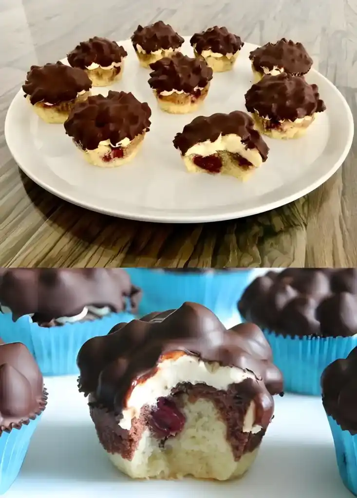 Donauwellen Muffins nur 1 Packung Vanillepuddingpulver & 500 ml Milch