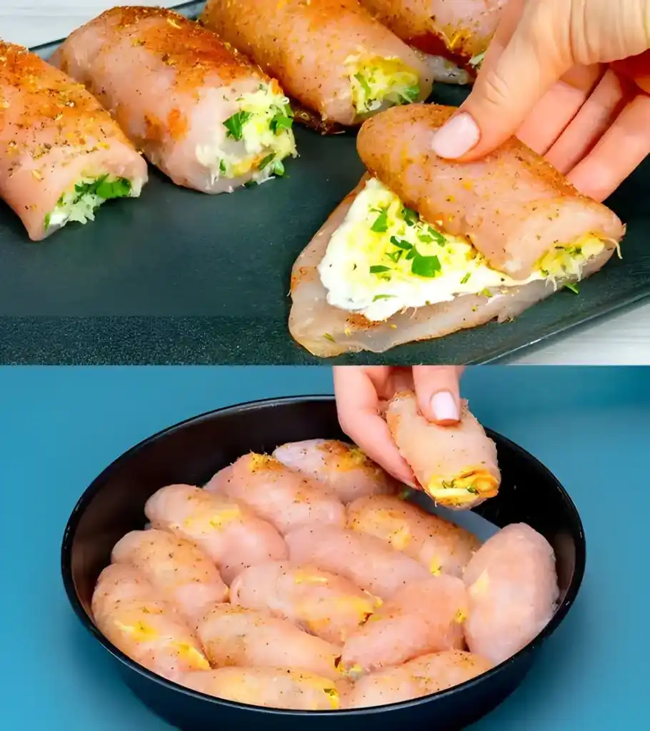 Gansehaut Pur superlecker, Hähnchen Käse Röllchen