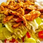 Gyros Haehnchenfiletstreifen mit Krautsalat und Quark W2xEX 4x 2n