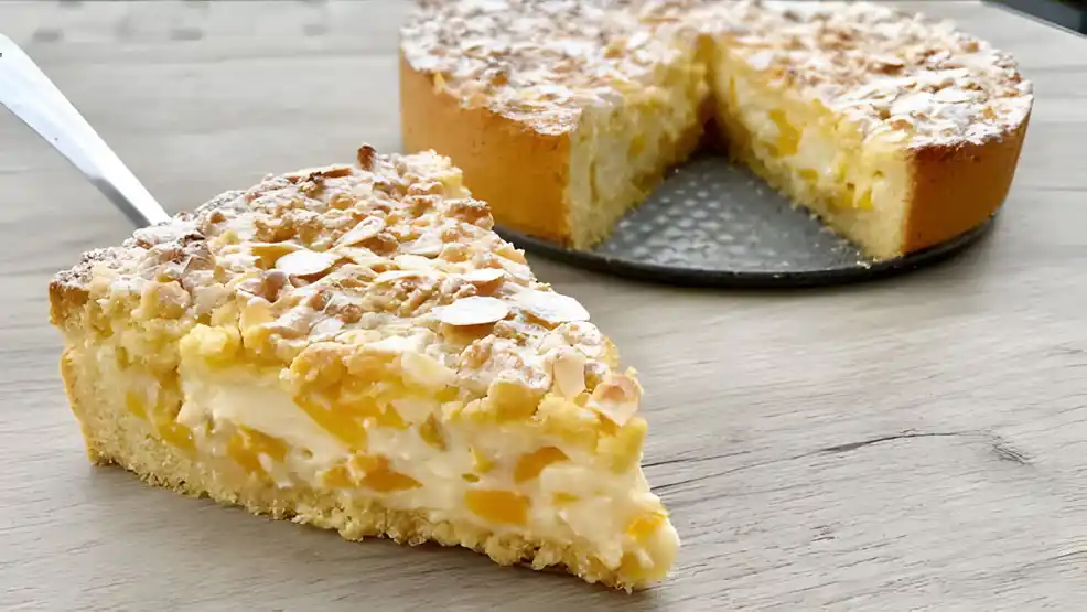 Paradies Sahnekuchen mit schnellen Teig und 200ml Pfirsichsirup