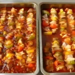 Schaschlik in selbstgemachter Schaschliksosse mit 700 g Schweinefleisch1