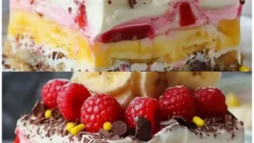 Banane Himbeer Split Kuchen ohne Backen W2xEX 2.5x