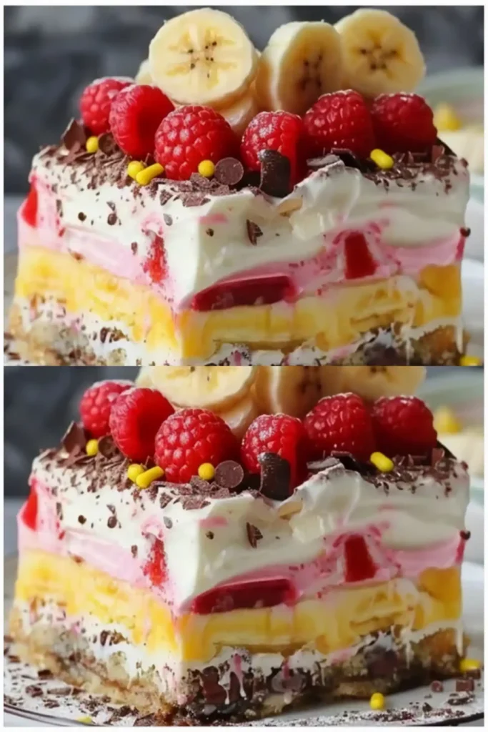 Banane-Himbeer Split Kuchen ohne Backen