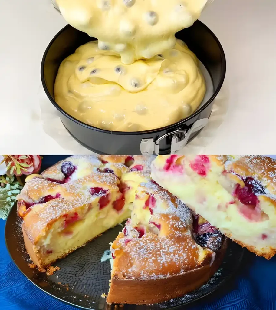 Blitz Kirschkuchen mit Vanillepudding und 1 Glas Sauerkirschen