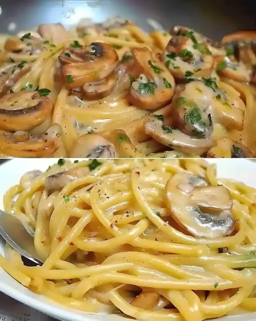 Champignons Spaghetti aus der Pfanne in 30 Minuten gekocht