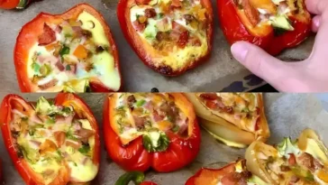 Gefuellte Paprika mit Kaese aus dem Backofen W2xEX 2.5x