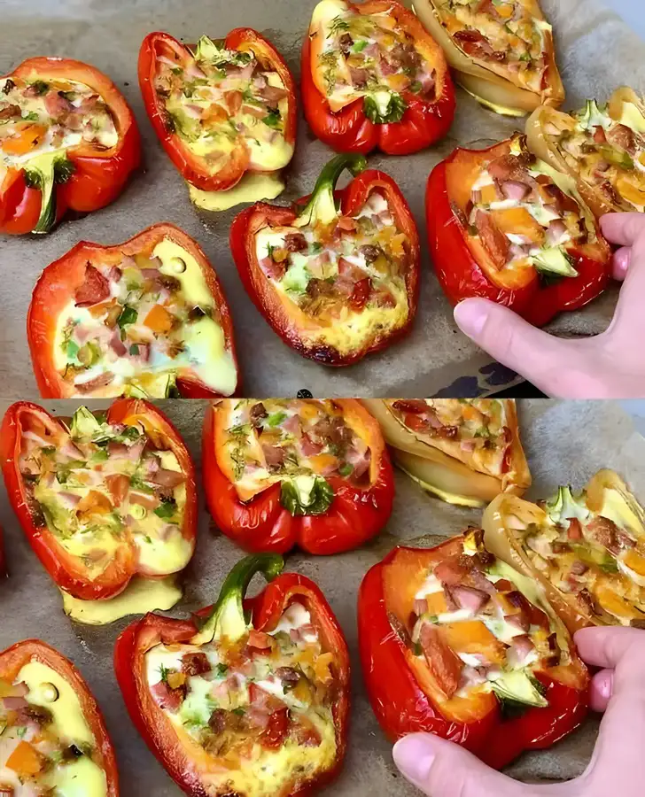 Gefüllte Paprika mit Käse aus dem Backofen