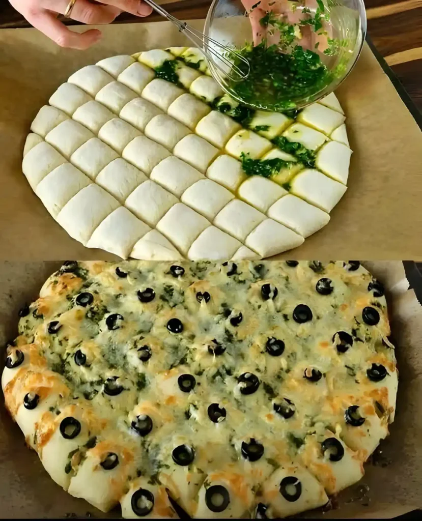 Knoblauchbrot mit 450 g Mehl 1/2 Würfel frische Hefe, besser als Pizza