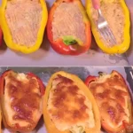 Mit Huehnchen gefuellte Paprikaschoten das leckere und einfach nachzukochende Rezept W2xEX 2.5x