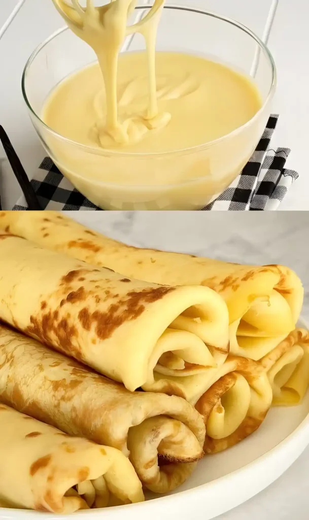 Pfannkuchen mit 150 g Quark und 2 Packung Vanillepuddingpulver