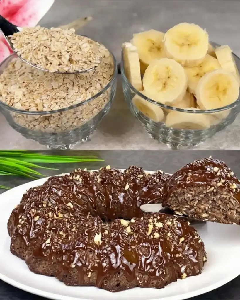 Bananen-Haferflocken-Schokoladenkuchen mit Walnüssen