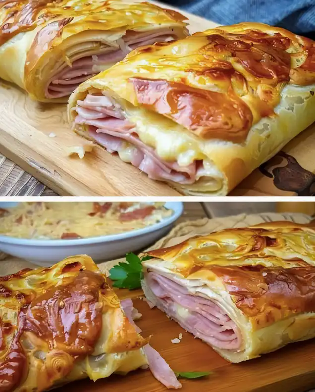 Blätterteigstrudel mit Schinken, sehr lecker und wird gerne wiederholt